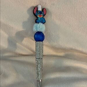 Stitch Character Rhinestone Ballpoint Pen in Blue. handmade NWOT